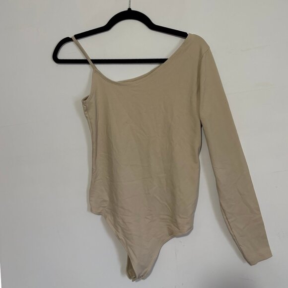Abercrombie & Fitch Beige Tan One Sleeve Bodysuit - Size Medium - Picture 1 of 8